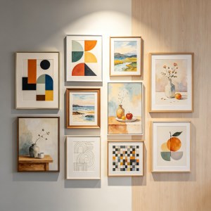 小户型全屋装饰画搭配选购思路，依照墙面色调挑选适配画面内容